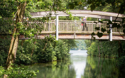 Der Finowkanal am Floßplatz in Finowfurt in der Gemeinde Schorfheide.